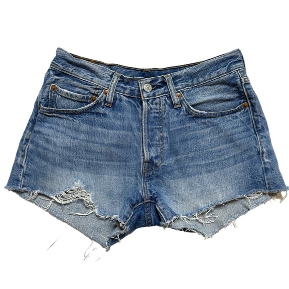 Levi’s 501 Distressed Button Fly Cutoff Jean Shorts Size 26 - Picture 8 of 8